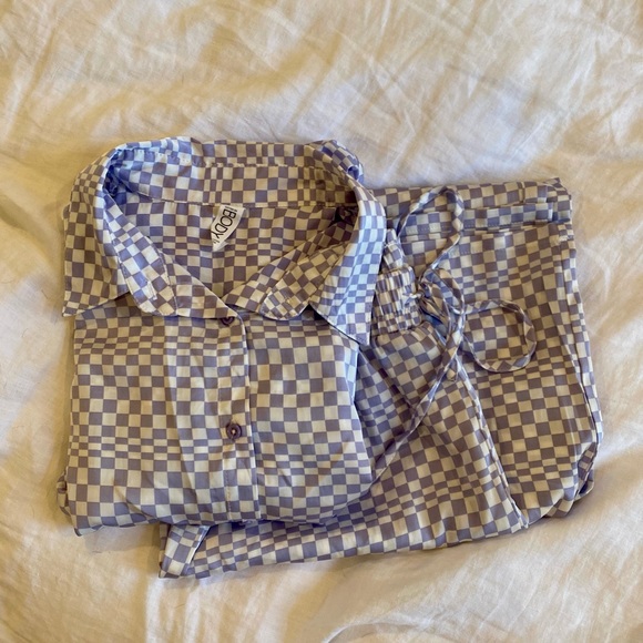 Mauve & white checked flowy pyjamas - Picture 5 of 10